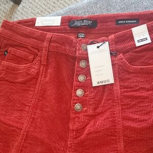 Judy Blue Corduroy Pants 15/32 Rust  Ankle Straight High Waist NWT Style JB88516